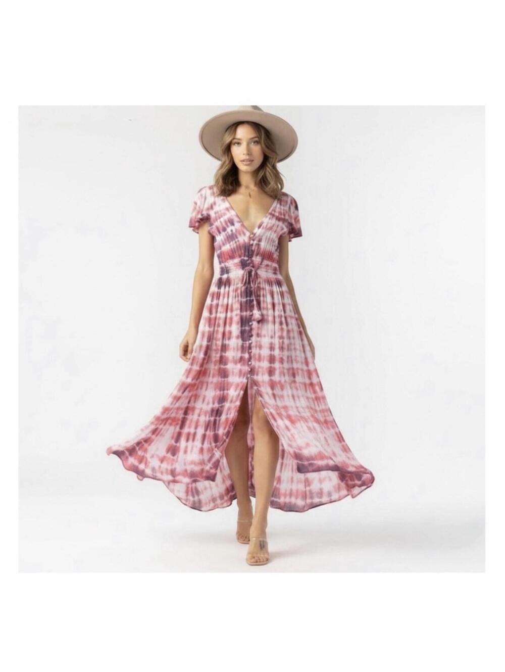 Tiare Hawaii New Moon Maxi Dress Sabia Red White Black NWT